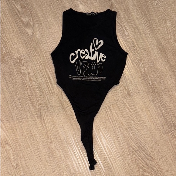 PrettyLittleThing Black and Cream Bodysuit NWOT - Picture 1 of 2